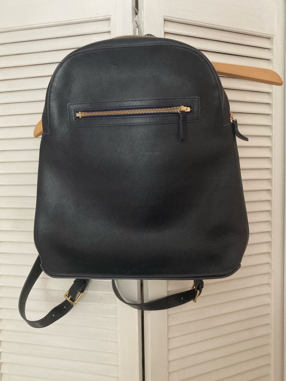 Mark & Graham Black Leather Backpack with Gold Hardware
